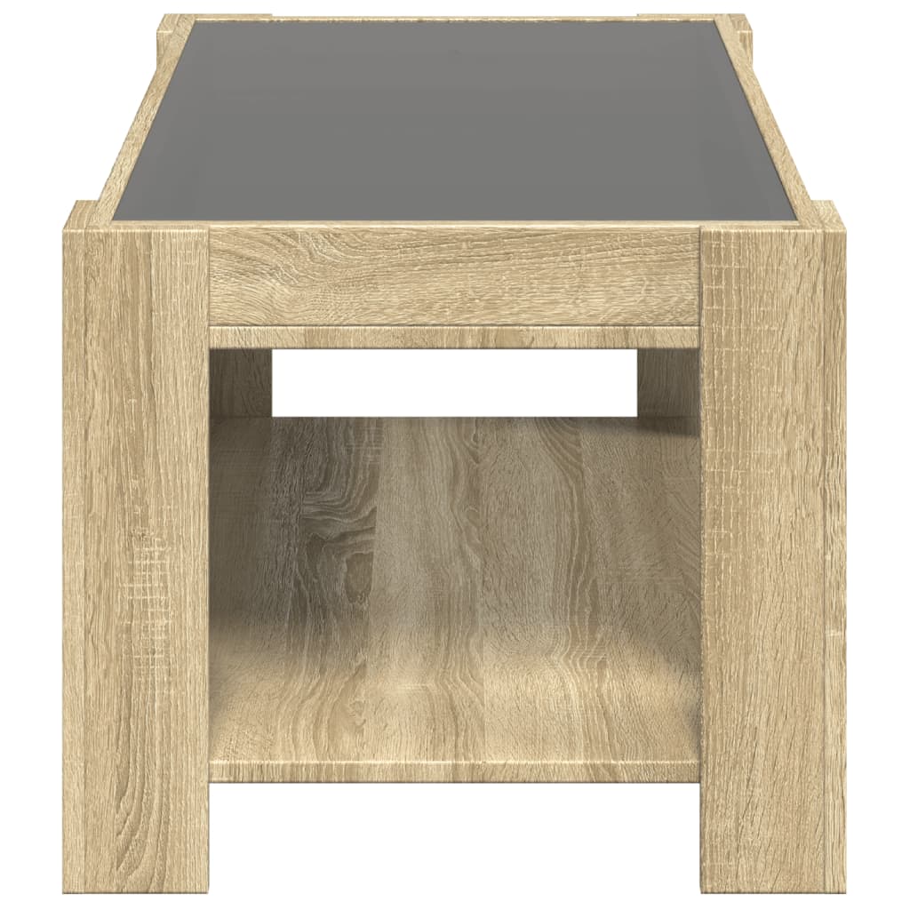 Stolić za kavu LED boja hrasta 93x53x45 cm konstruirano drvo