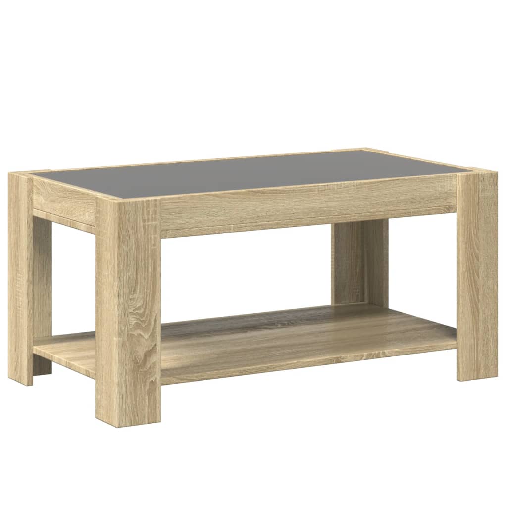 Stolić za kavu LED boja hrasta 93x53x45 cm konstruirano drvo