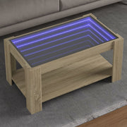 Stolić za kavu LED boja hrasta 93x53x45 cm konstruirano drvo
