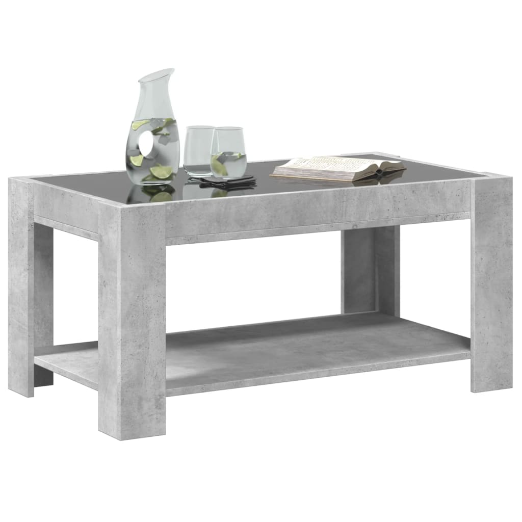 Stolić za kavu LED siva boja betona 93x53x45 cm drveni