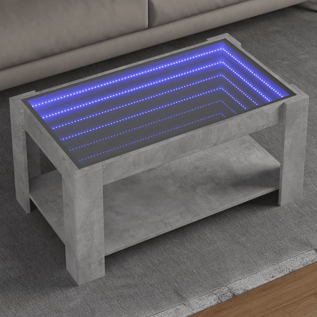 Stolić za kavu LED siva boja betona 93x53x45 cm drveni