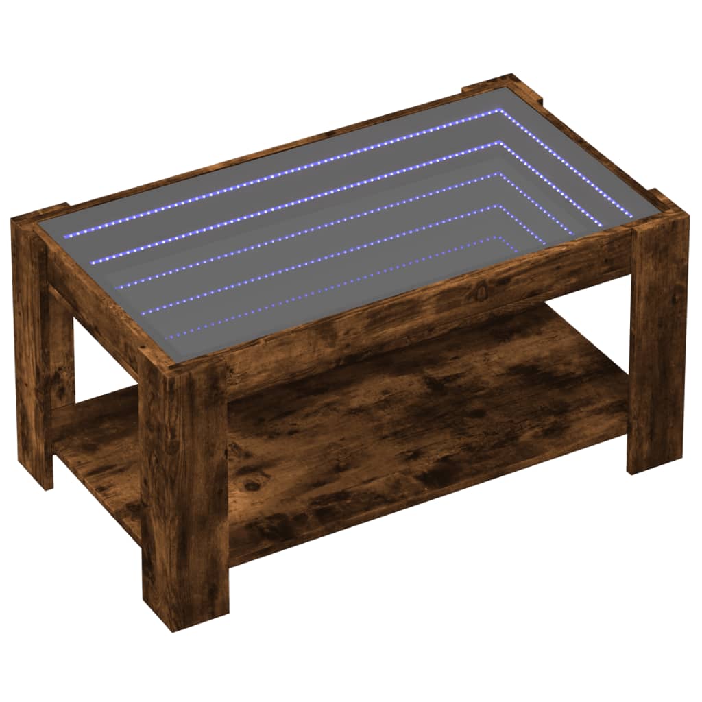 Stolić za kavu LED boja hrasta 93x53x45 cm konstruirano drvo