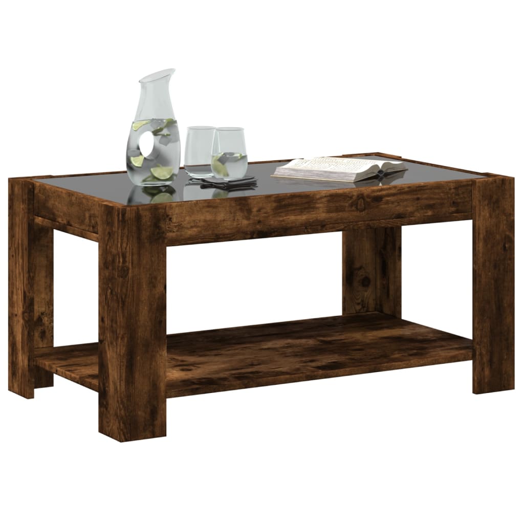 Stolić za kavu LED boja hrasta 93x53x45 cm konstruirano drvo