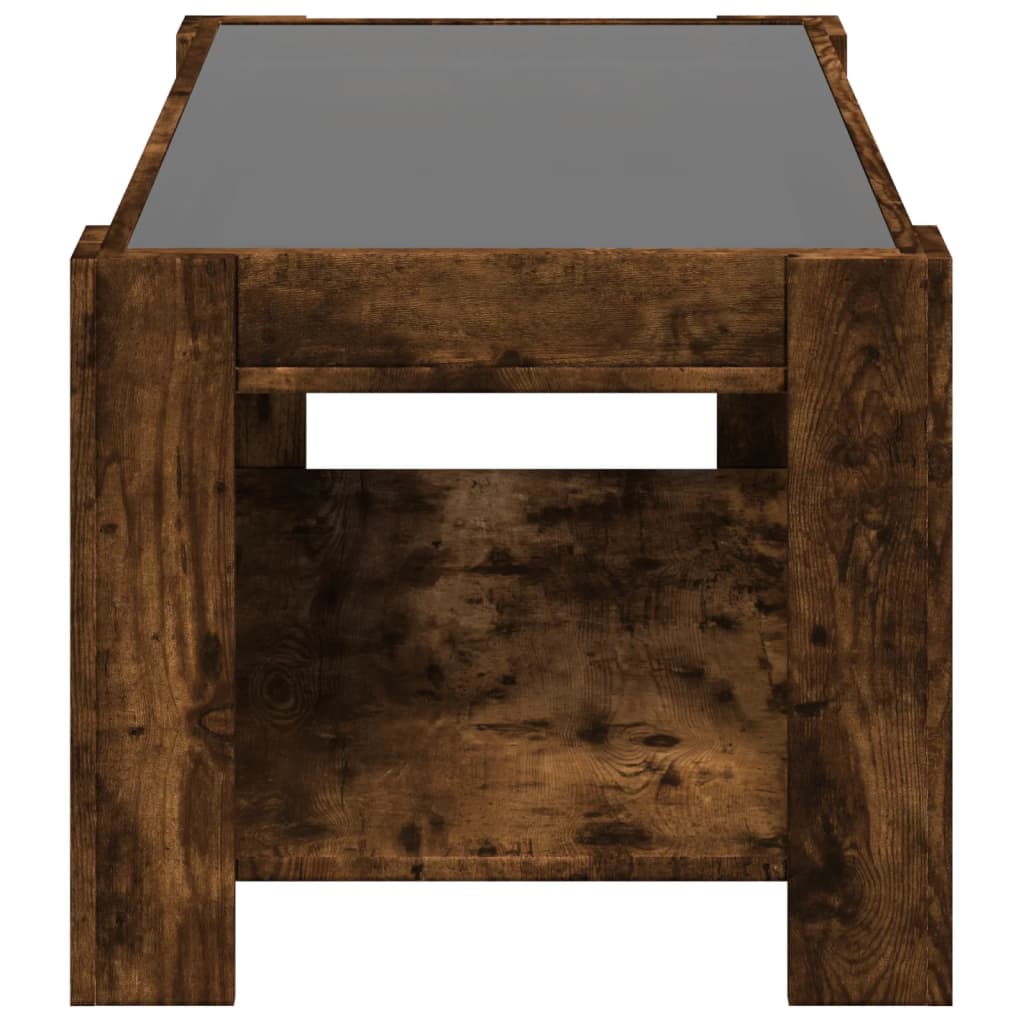 Stolić za kavu LED boja hrasta 93x53x45 cm konstruirano drvo