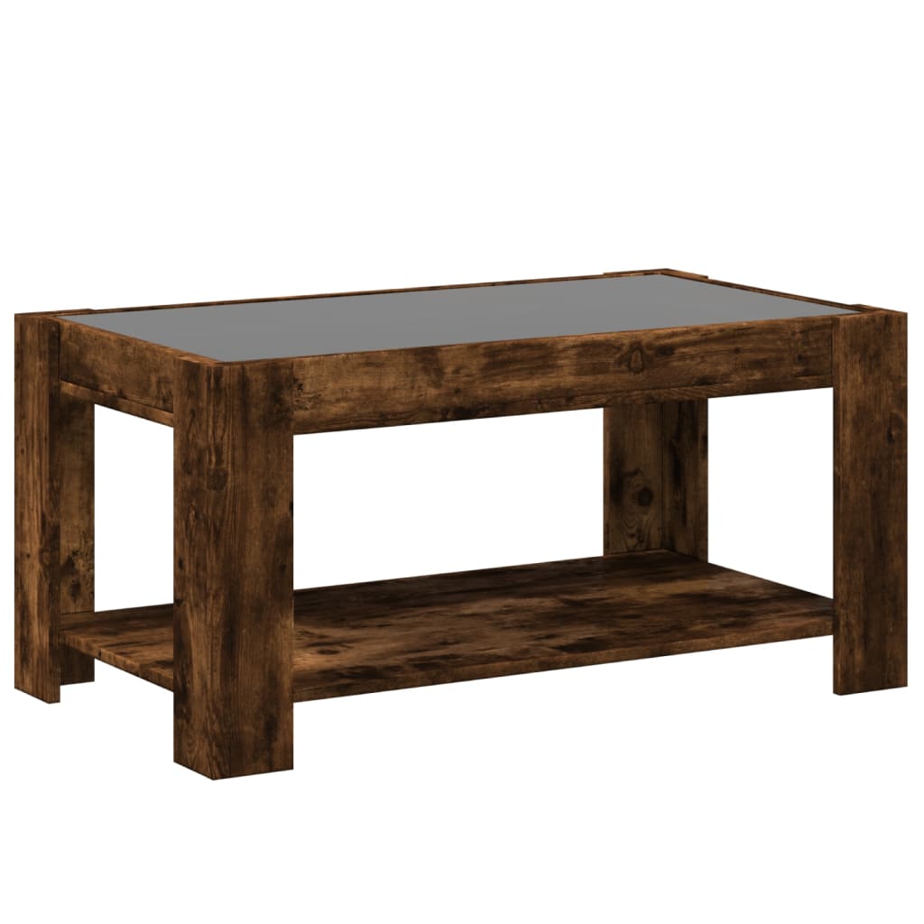 Stolić za kavu LED boja hrasta 93x53x45 cm konstruirano drvo