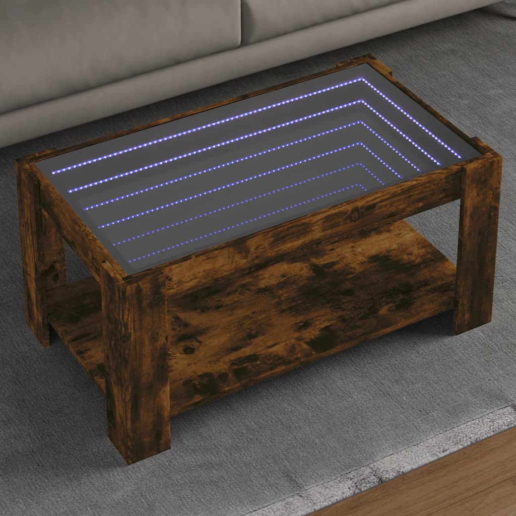 Stolić za kavu LED boja hrasta 93x53x45 cm konstruirano drvo