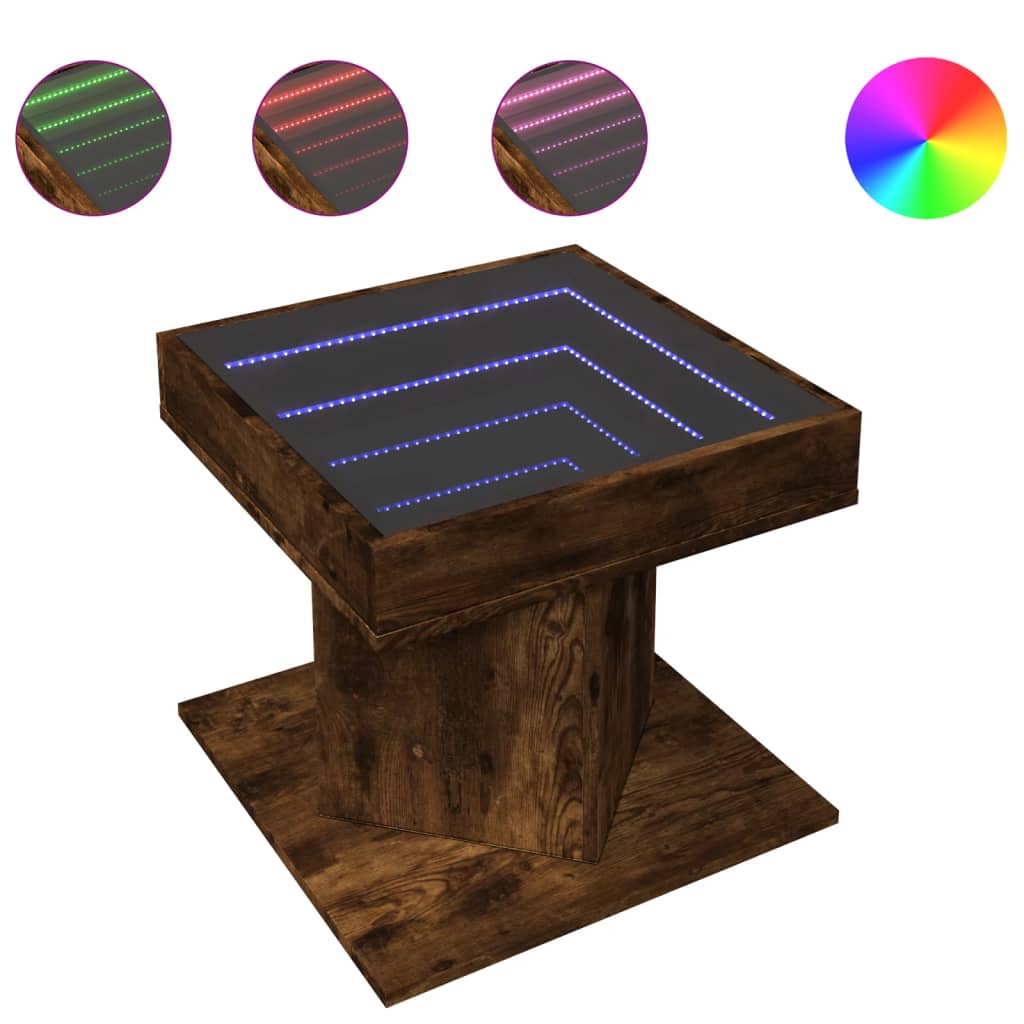 Stolić za kavu LED boja hrasta 50x50x45 cm konstruirano drvo