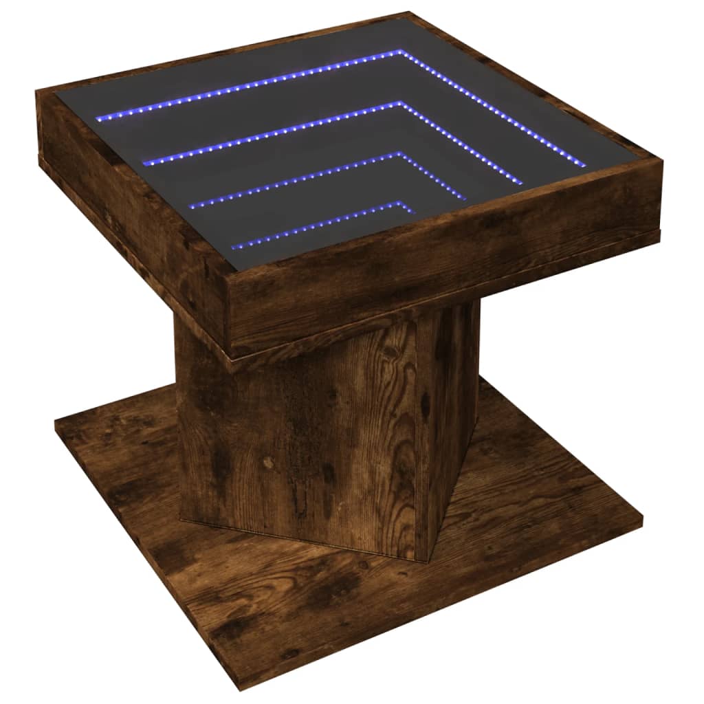 Stolić za kavu LED boja hrasta 50x50x45 cm konstruirano drvo