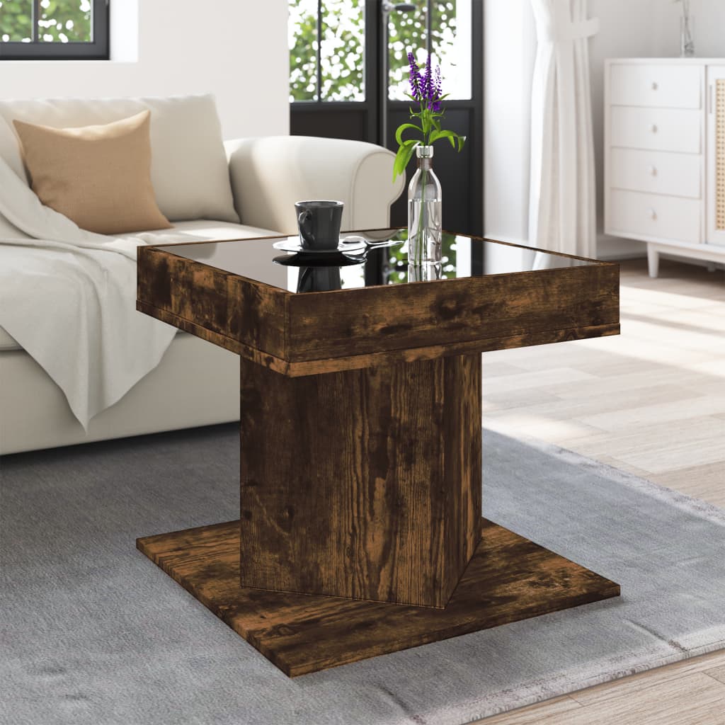 Stolić za kavu LED boja hrasta 50x50x45 cm konstruirano drvo