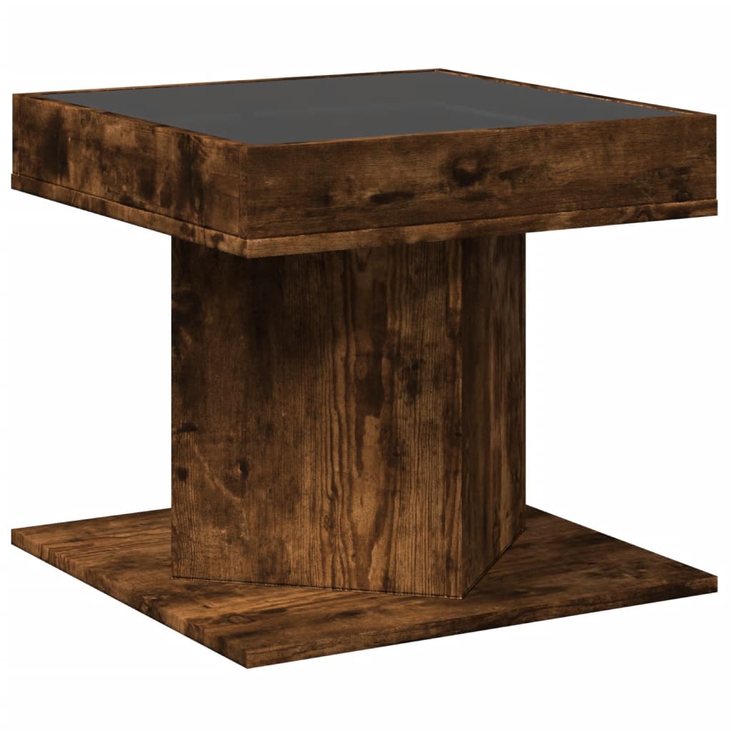Stolić za kavu LED boja hrasta 50x50x45 cm konstruirano drvo
