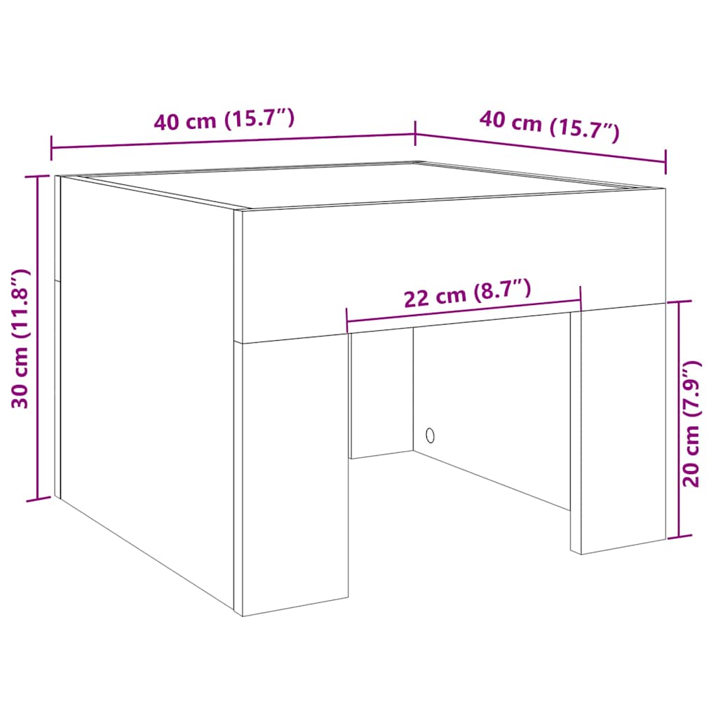 Stolić s beskonačnim LED svjetlima boja hrasta 40x40x30 cm