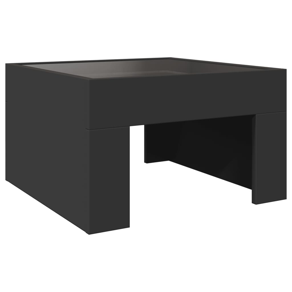 Stolić za kavu s beskonačnim LED svjetlima crni 50x50x30 cm