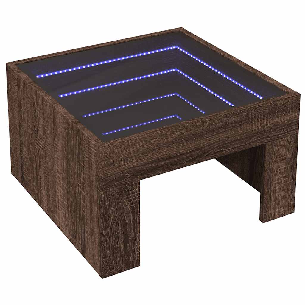 Stolić s beskonačnim LED svjetlima boja hrasta 50x50x30 cm