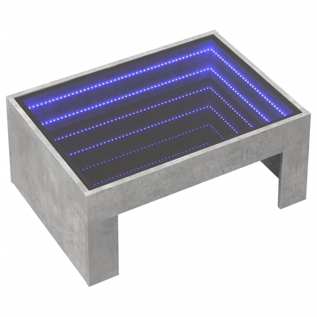 Stolić s beskonačnim LED siva boja betona 70x50x30 cm