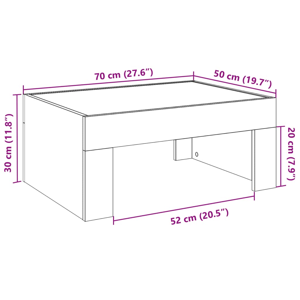Stolić s beskonačnim LED svjetlima boja hrasta 70x50x30 cm