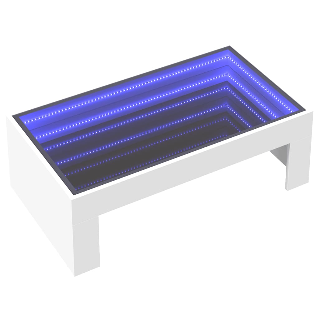 Stolić s beskonačnim LED svjetlima bijeli 90x50x30 cm