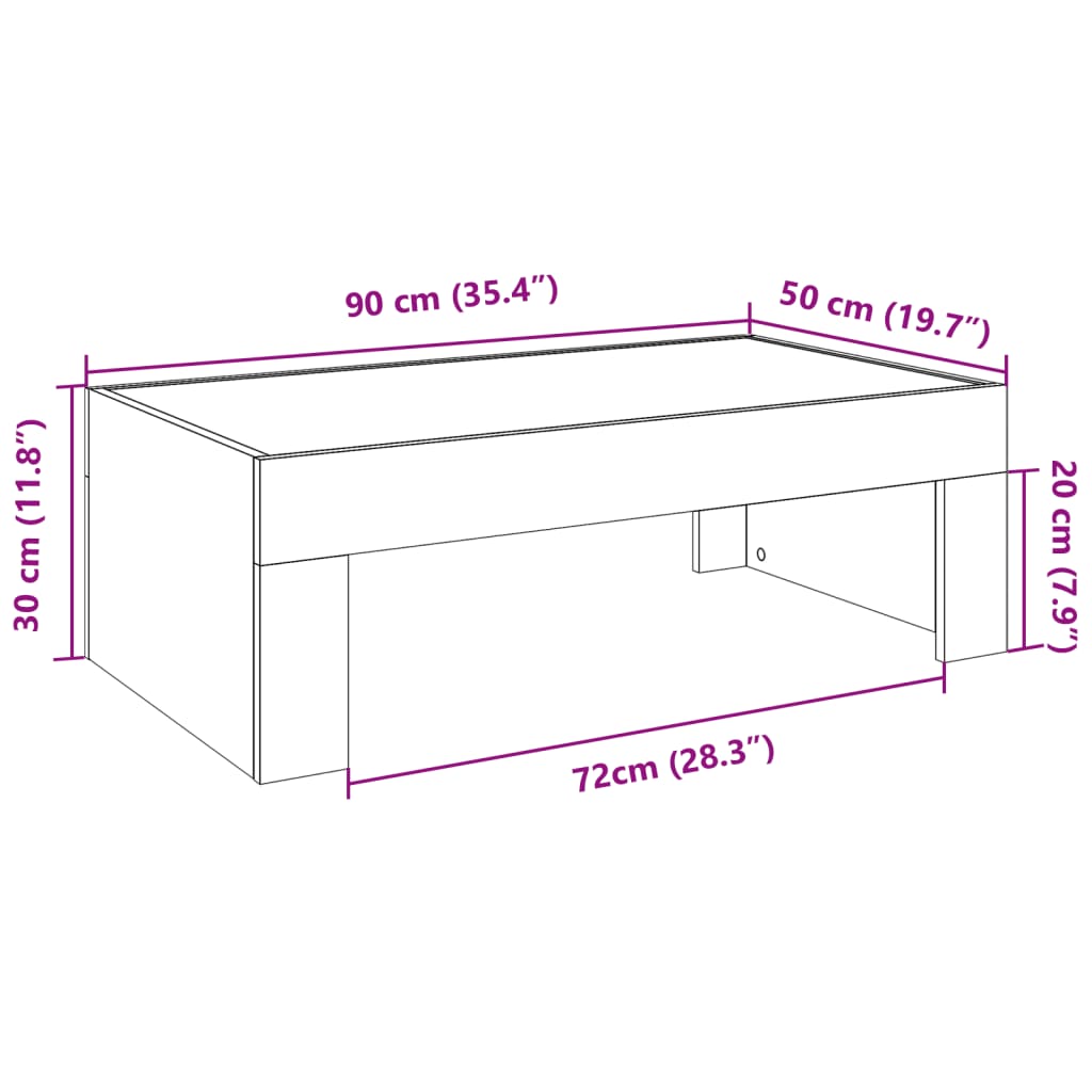 Stolić s beskonačnim LED svjetlima bijeli 90x50x30 cm