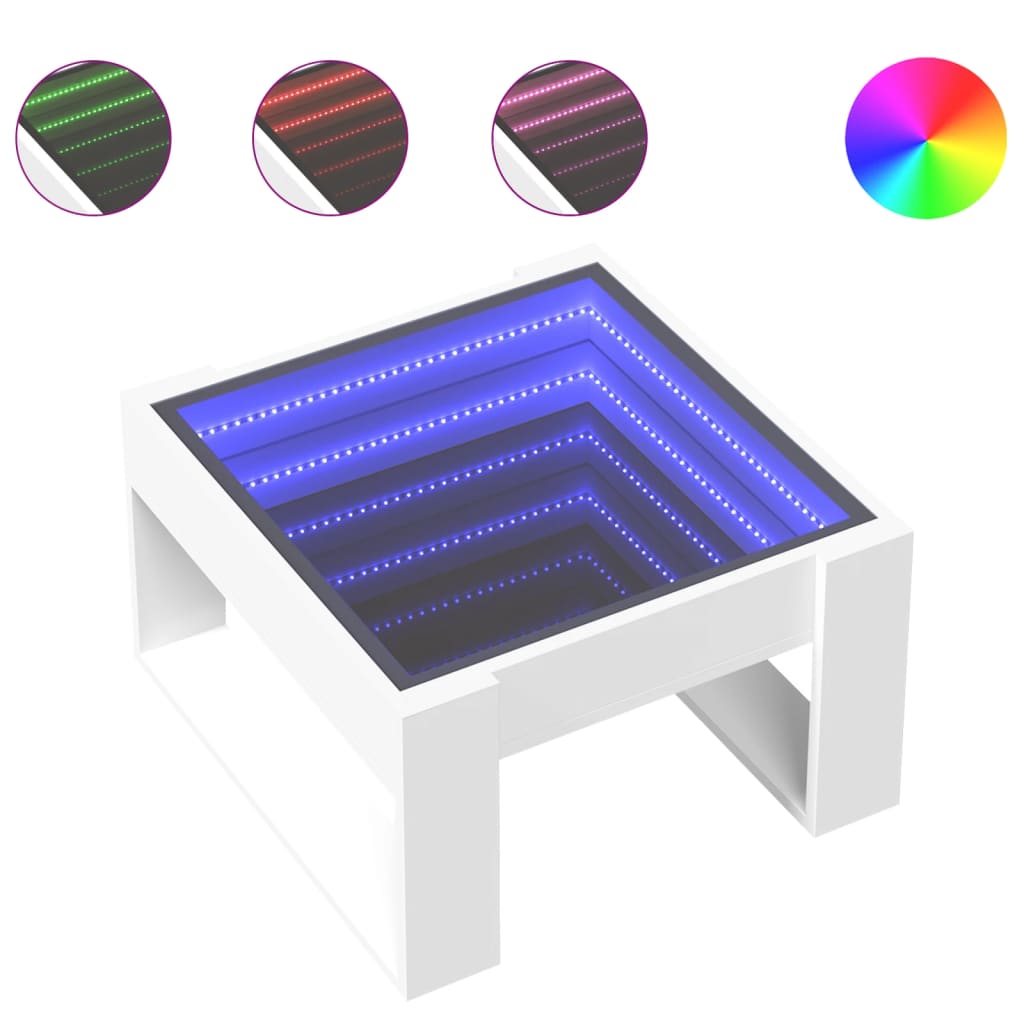Stolić s beskonačnim LED svjetlima bijeli 50x53x30 cm