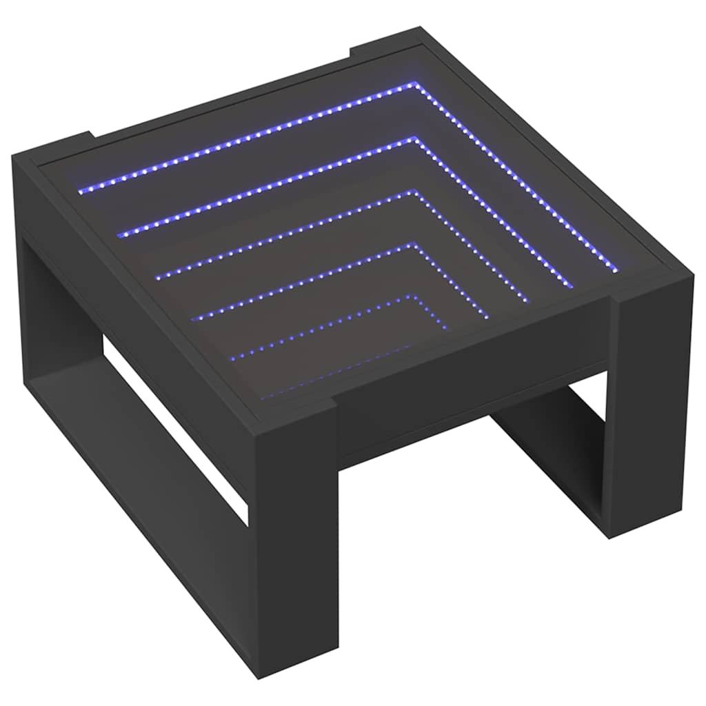 Stolić za kavu s beskonačnim LED svjetlima crni 50x53x30 cm