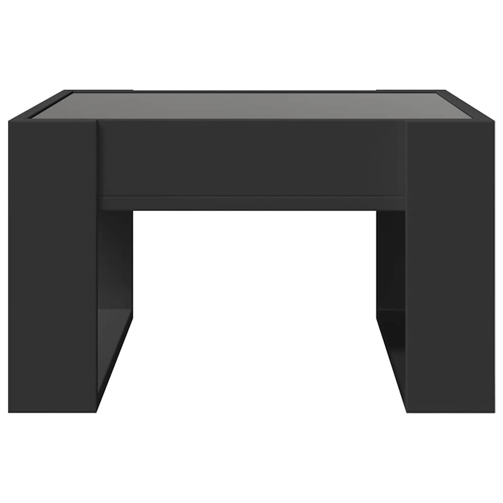 Stolić za kavu s beskonačnim LED svjetlima crni 50x53x30 cm