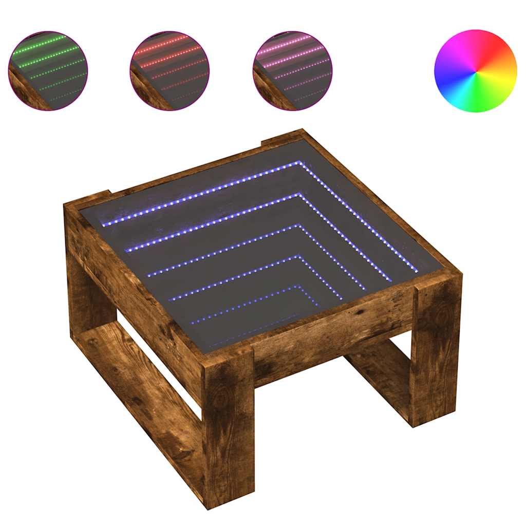 Stolić s beskonačnim LED svjetlima boja hrasta 50x53x30 cm