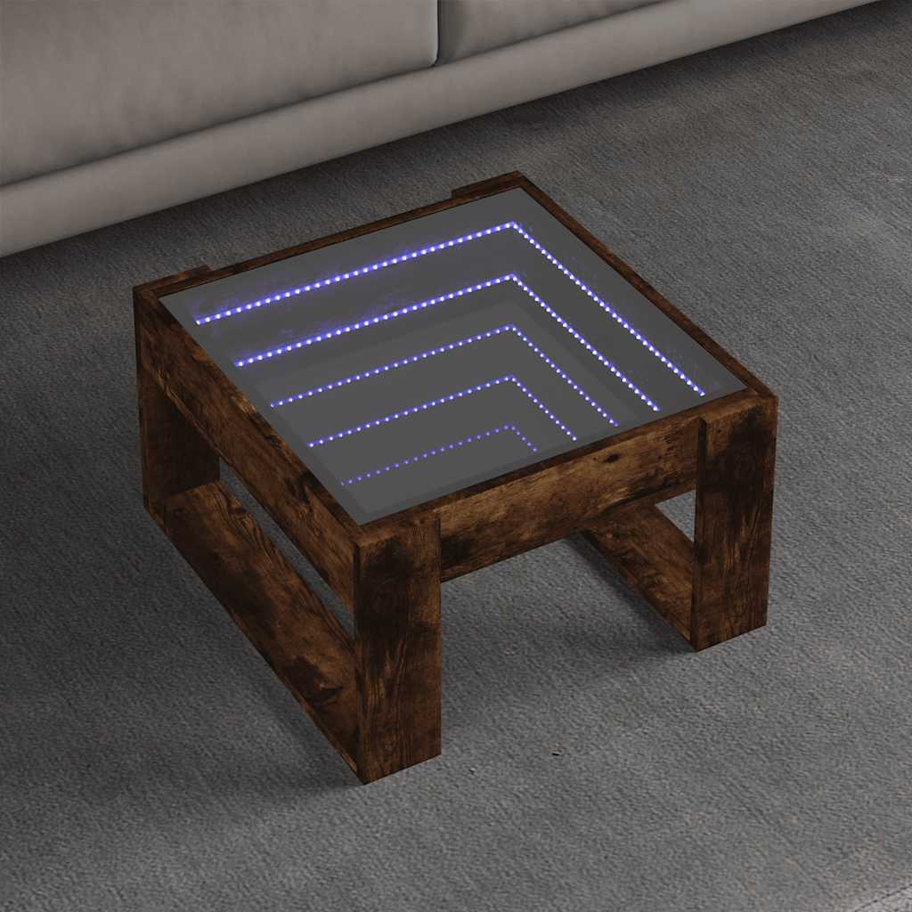 Stolić s beskonačnim LED svjetlima boja hrasta 50x53x30 cm