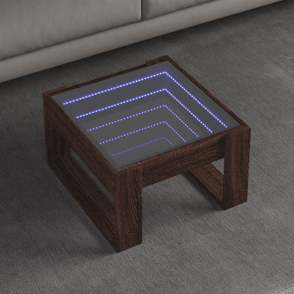 Stolić s beskonačnim LED svjetlima boja hrasta 50x53x30 cm