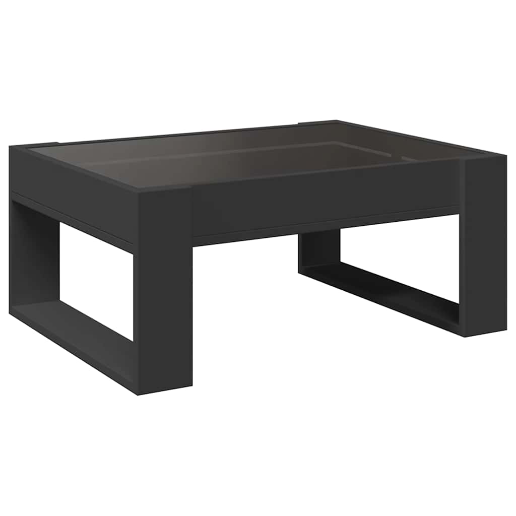 Stolić za kavu s beskonačnim LED svjetlima crni 70x53x30 cm