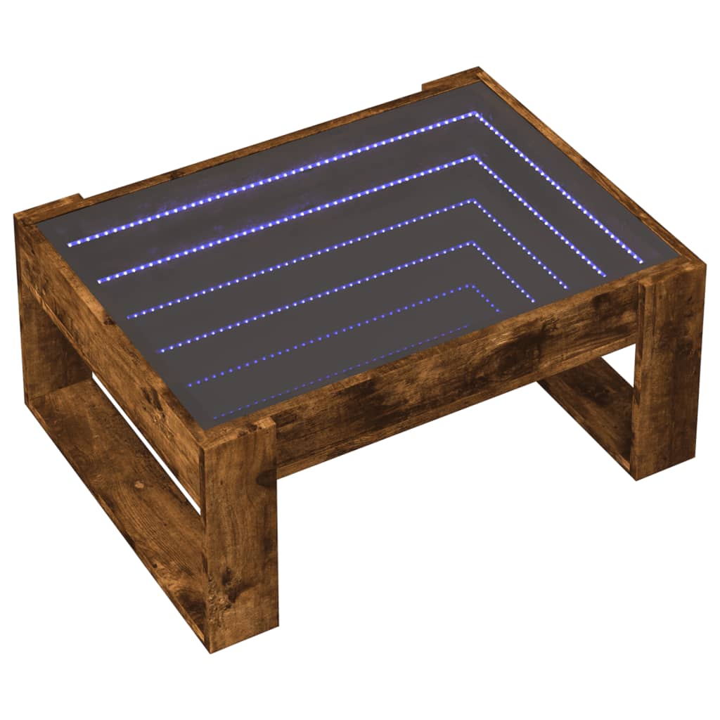 Stolić s beskonačnim LED svjetlima boja hrasta 70x53x30 cm