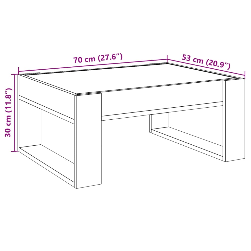 Stolić s beskonačnim LED svjetlima boja hrasta 70x53x30 cm