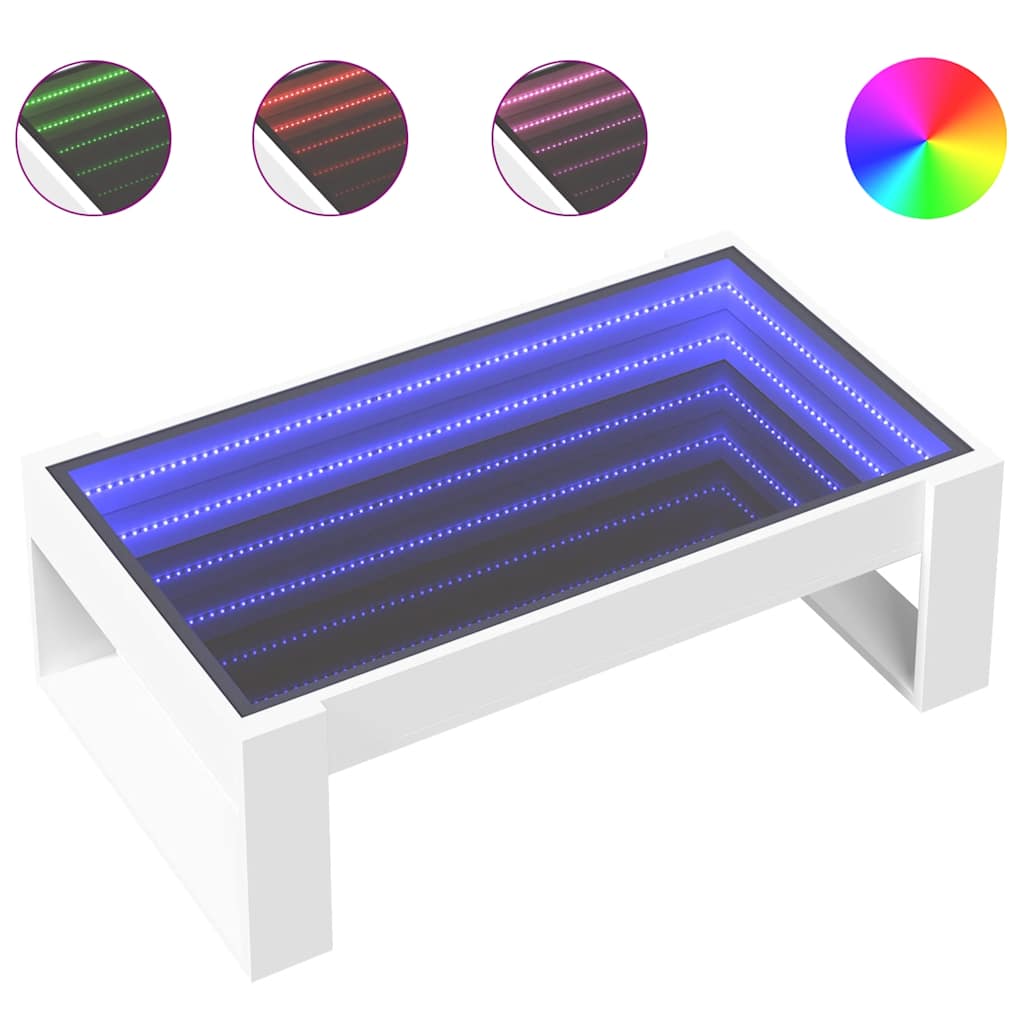 Stolić s beskonačnim LED svjetlima bijeli 90x53x30 cm