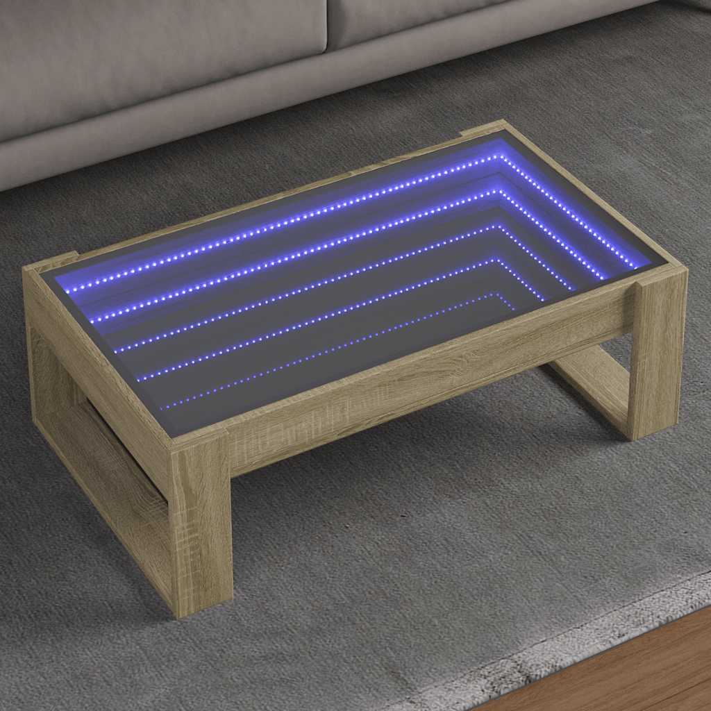 Stolić s beskonačnim LED svjetlima boja hrasta 90x53x30 cm
