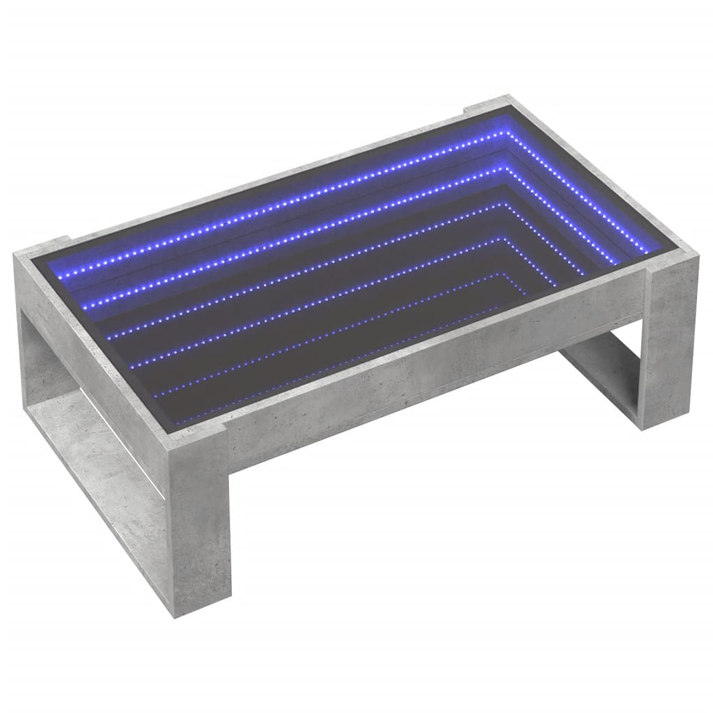 Stolić s beskonačnim LED siva boja betona 90x53x30 cm