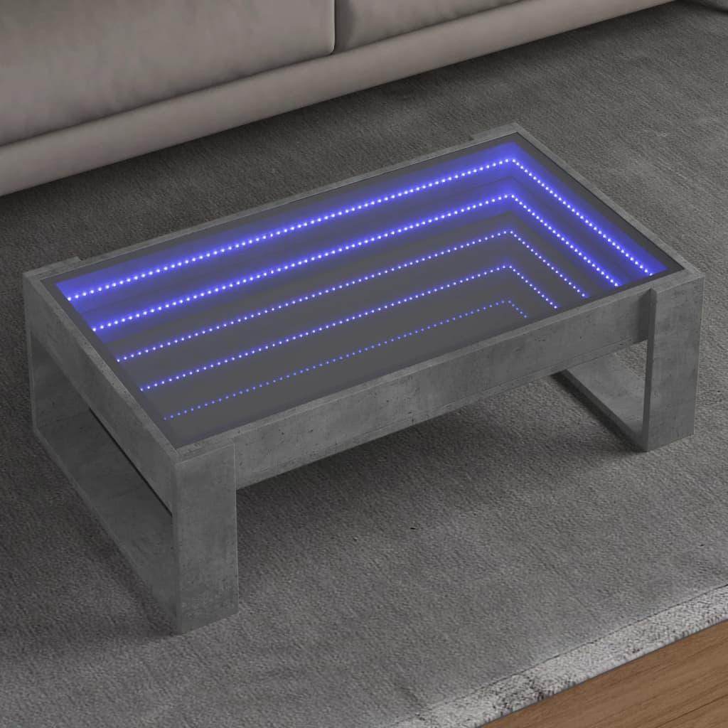 Stolić s beskonačnim LED siva boja betona 90x53x30 cm