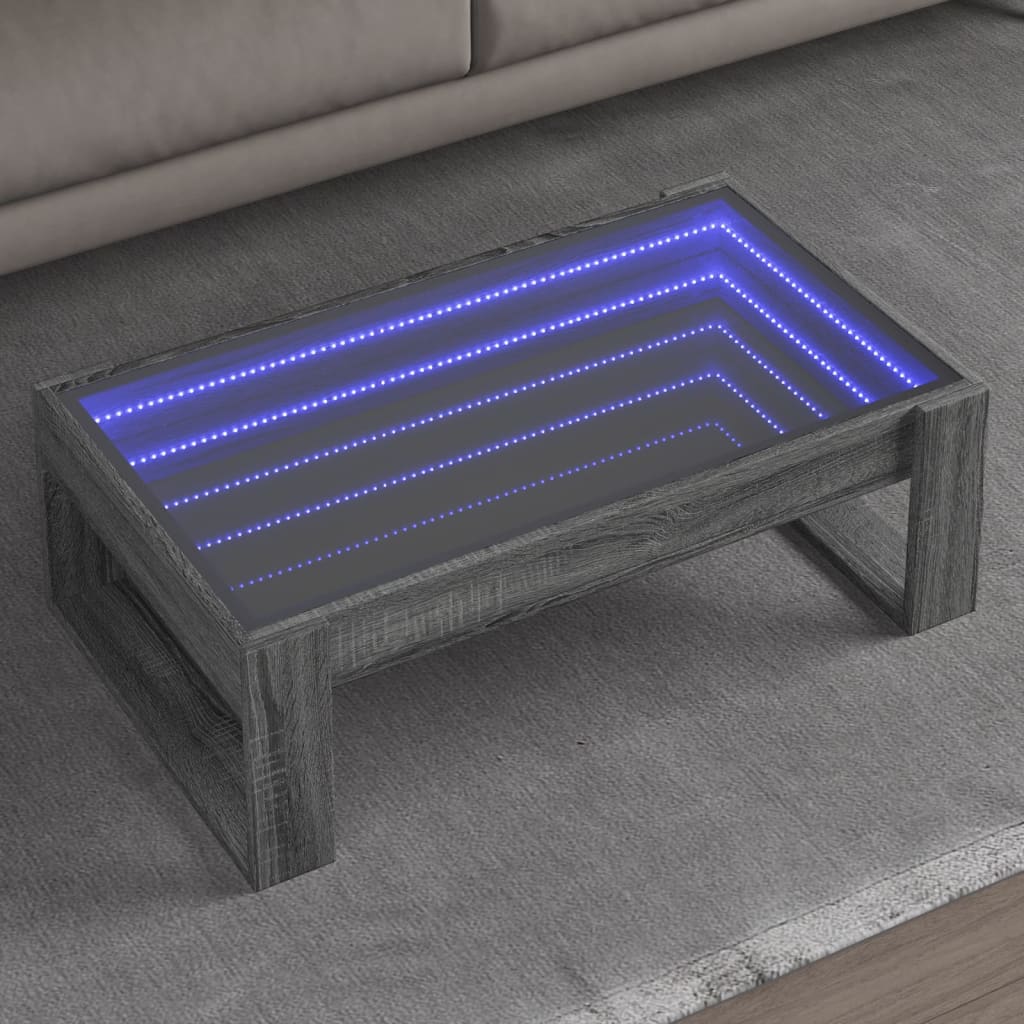 Stolić s beskonačnim LED svjetlima boja hrasta 90x53x30 cm
