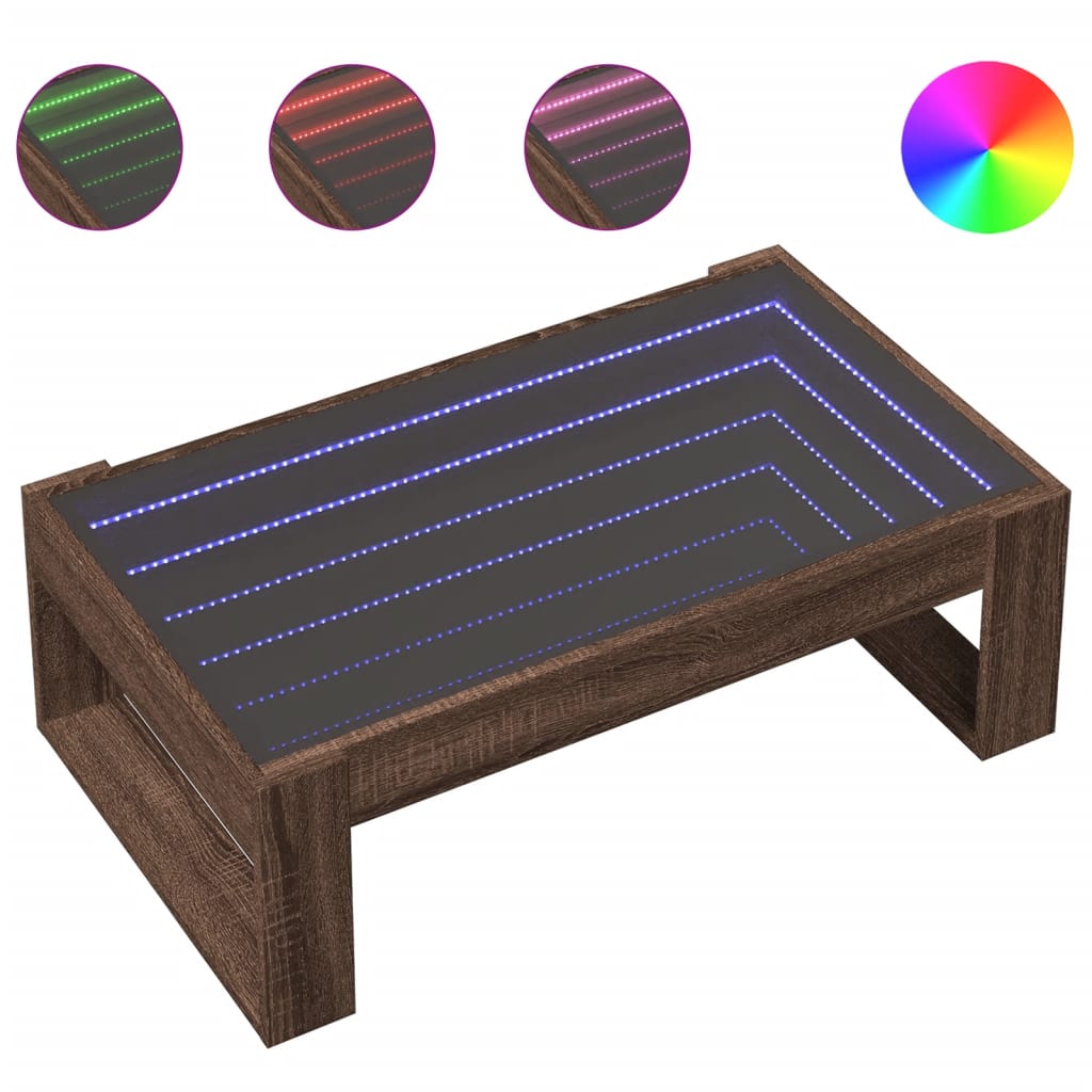 Stolić s beskonačnim LED svjetlima boja hrasta 90x53x30 cm