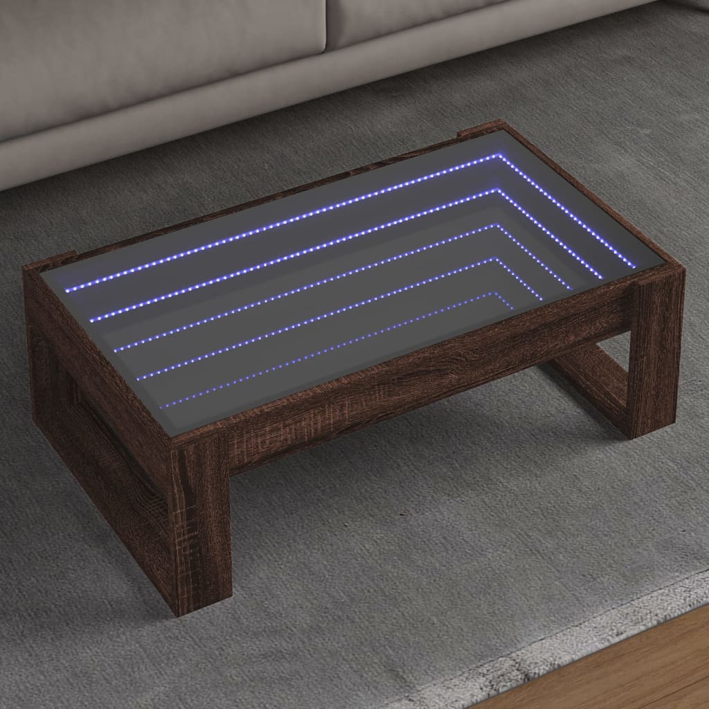 Stolić s beskonačnim LED svjetlima boja hrasta 90x53x30 cm