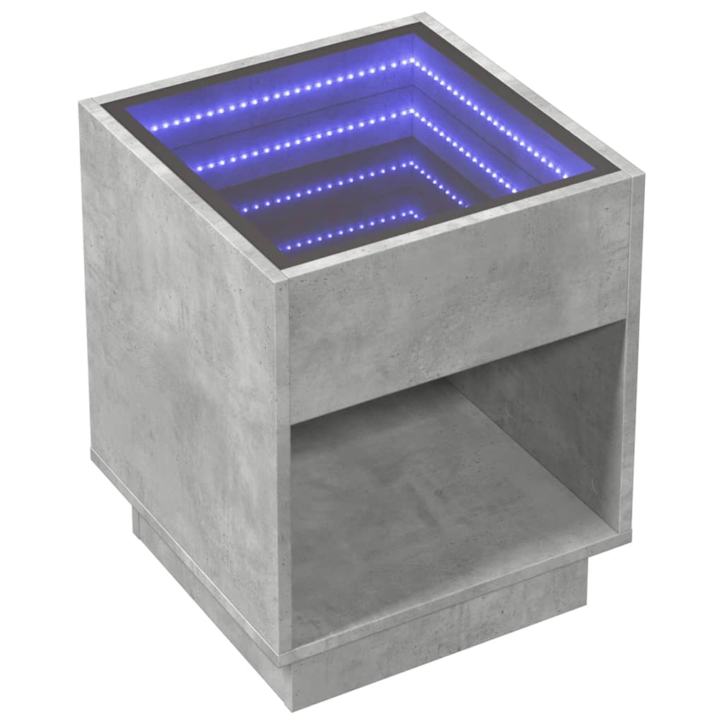 Stolić s beskonačnim LED siva boja betona 40x40x50 cm