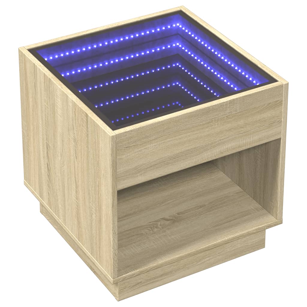 Stolić s beskonačnim LED svjetlima boja hrasta 50 x 50 x 50 cm