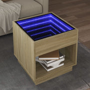 Stolić s beskonačnim LED svjetlima boja hrasta 50 x 50 x 50 cm