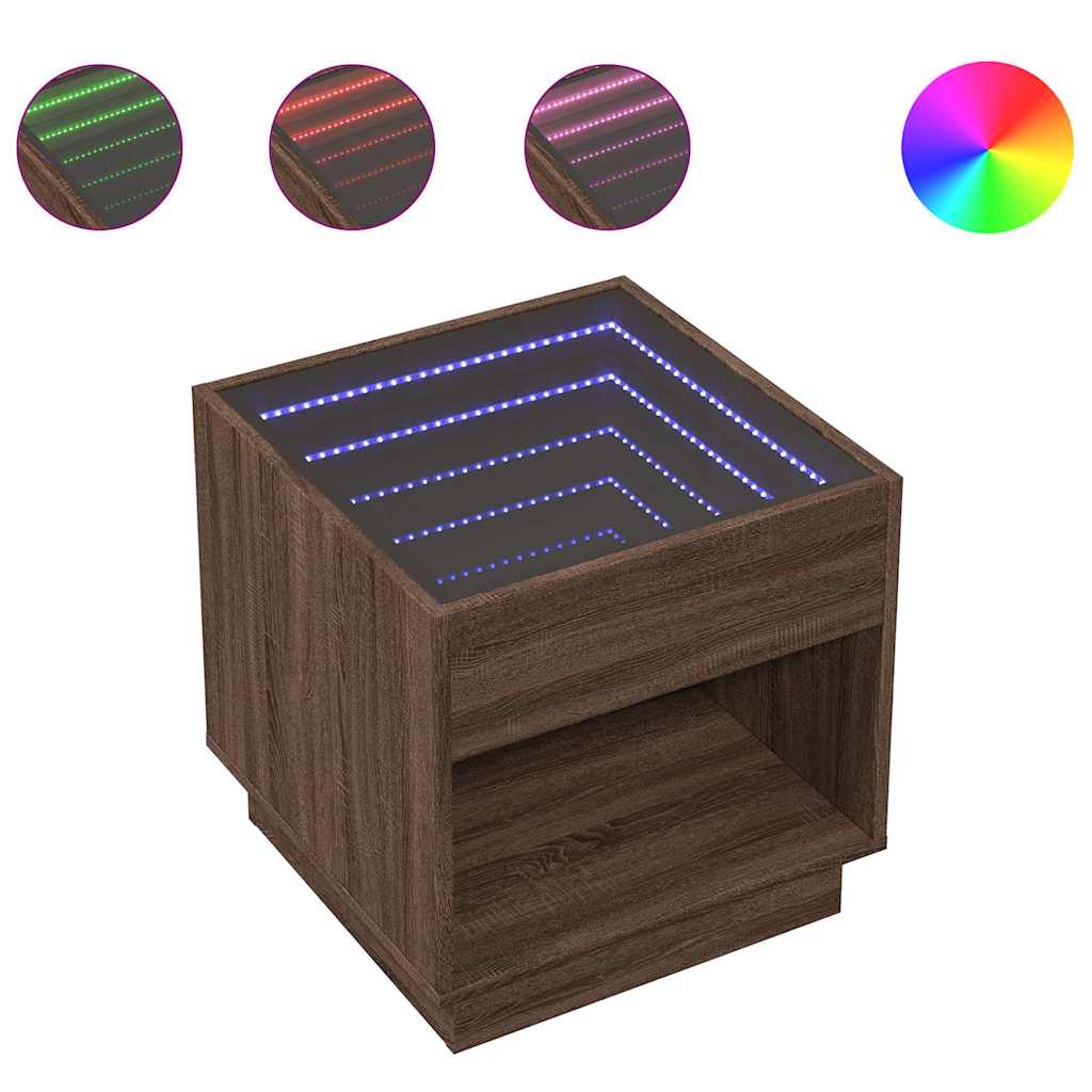 Stolić s beskonačnim LED svjetlima boja hrasta 50x50x50 cm