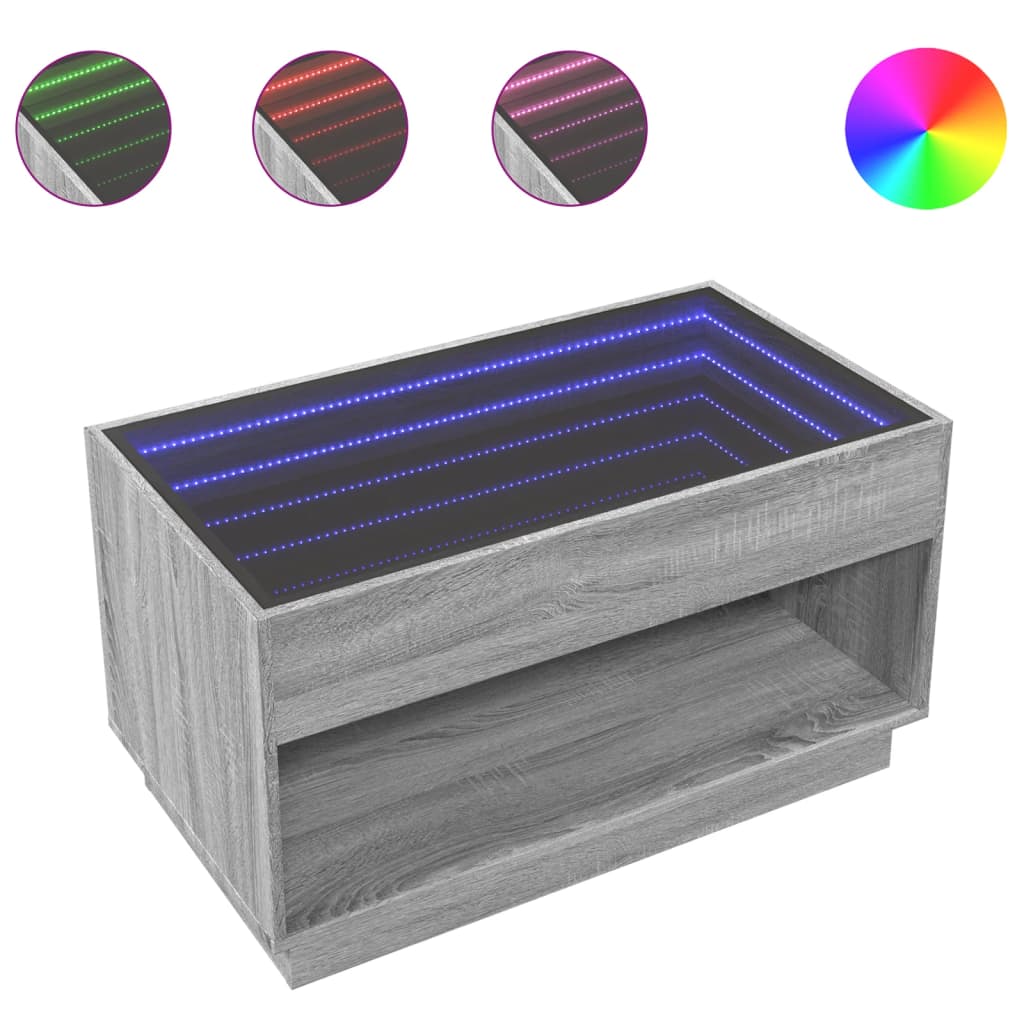 Stolić s beskonačnim LED svjetlima boja hrasta 90x50x50 cm