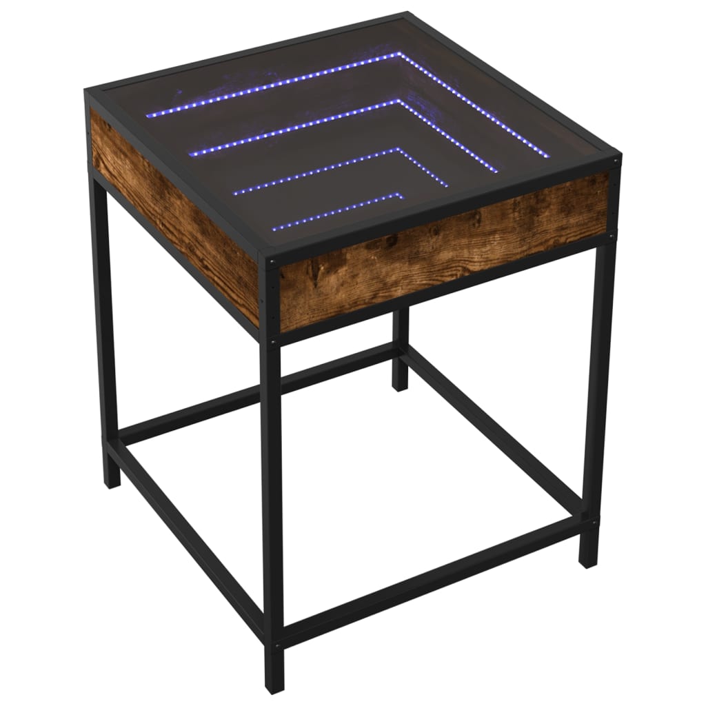 Stolić s beskonačnim LED svjetlima boja hrasta 40 x 40 x 51 cm