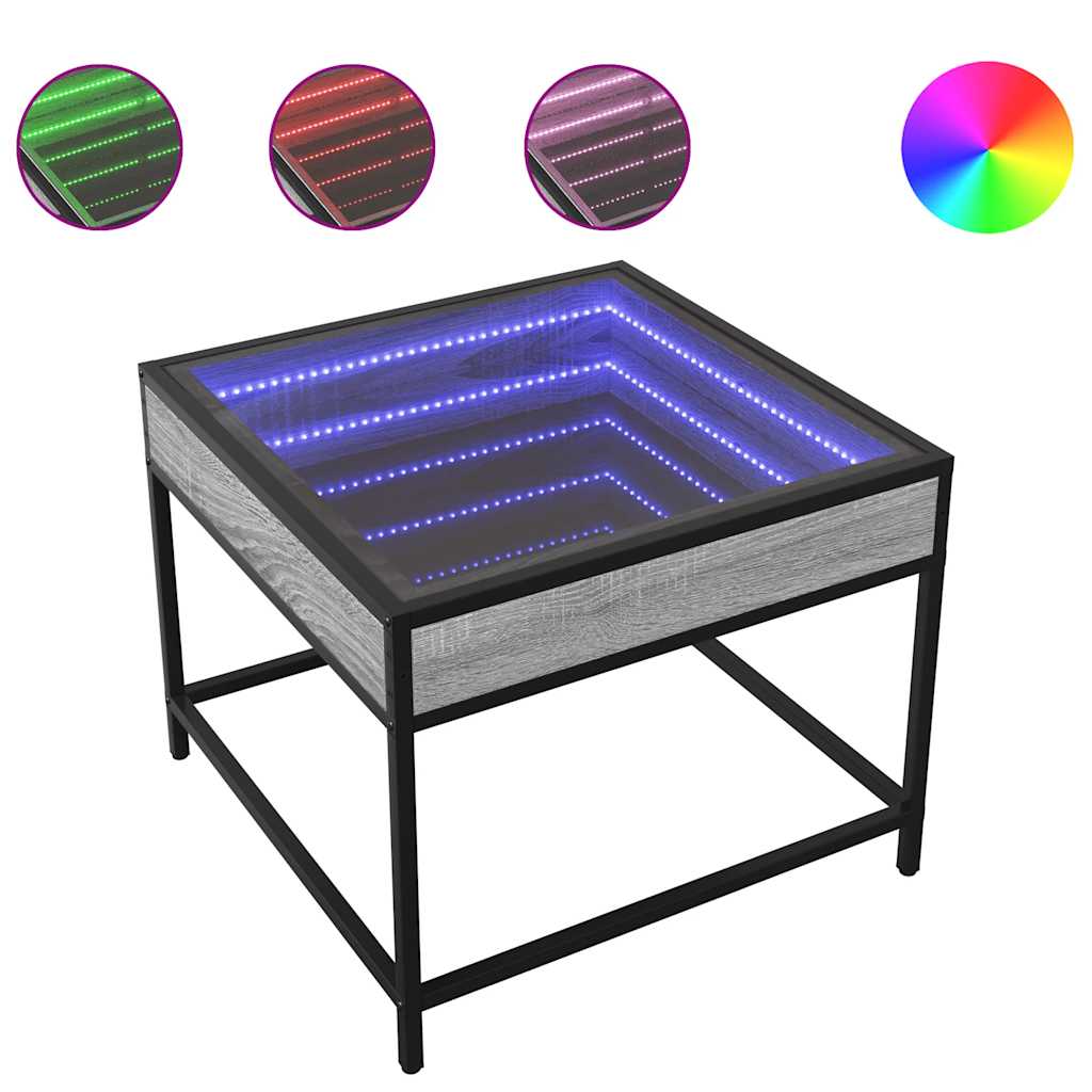 Stolić s beskonačnim LED svjetlima boja hrasta 50x50x41 cm