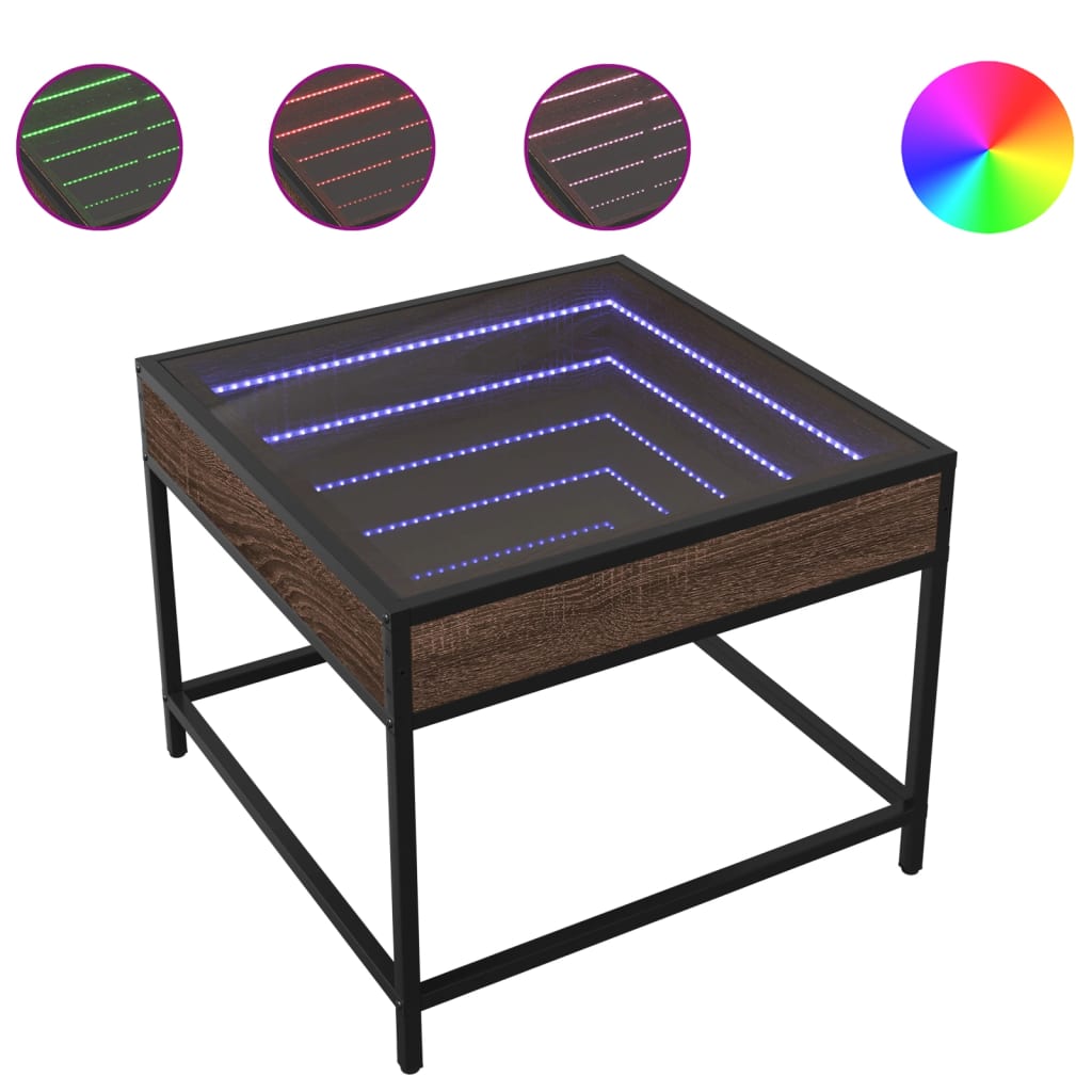 Stolić s beskonačnim LED svjetlima boja hrasta 50x50x41 cm