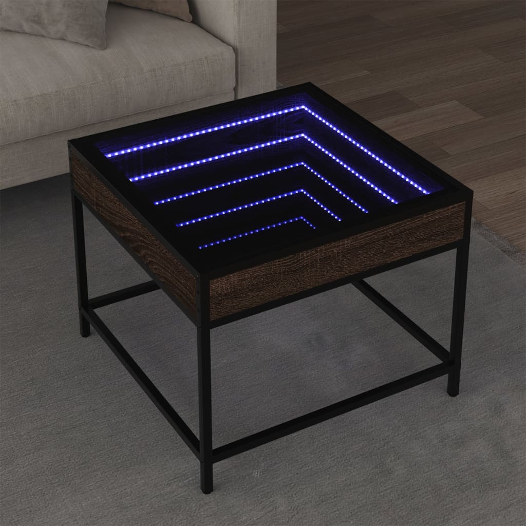 Stolić s beskonačnim LED svjetlima boja hrasta 50x50x41 cm