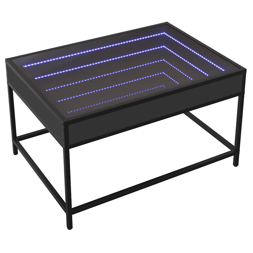 Stolić za kavu s beskonačnim LED svjetlima crni 70 x 50 x 41 cm