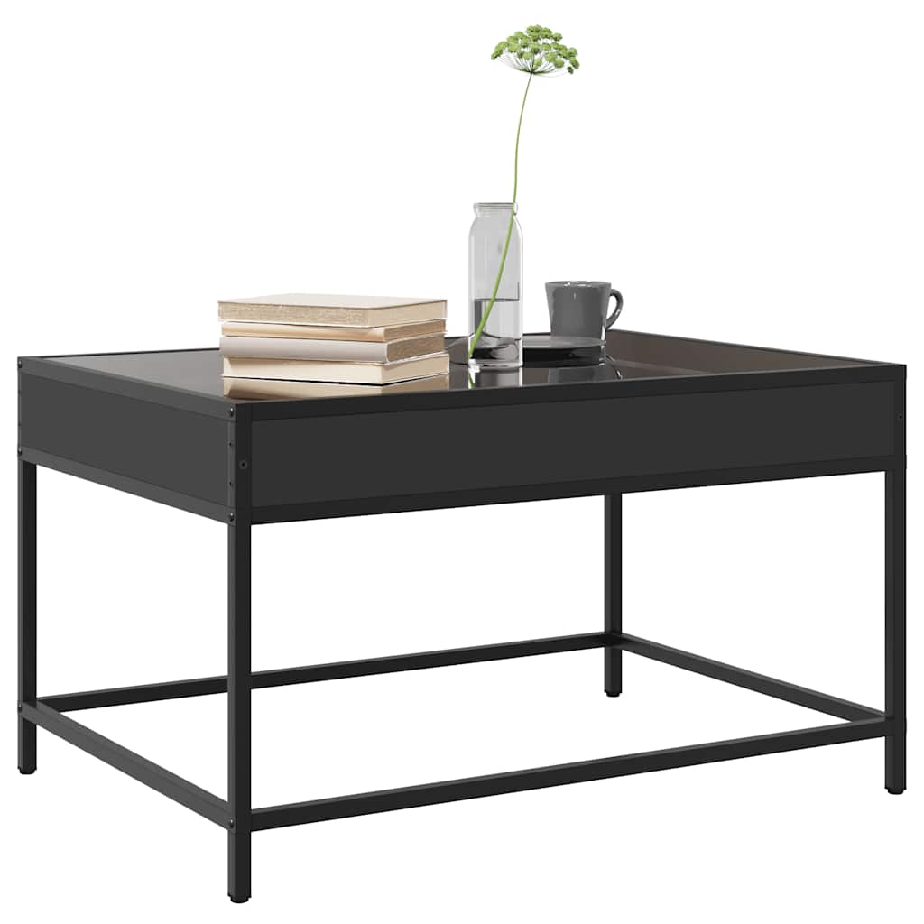Stolić za kavu s beskonačnim LED svjetlima crni 70 x 50 x 41 cm