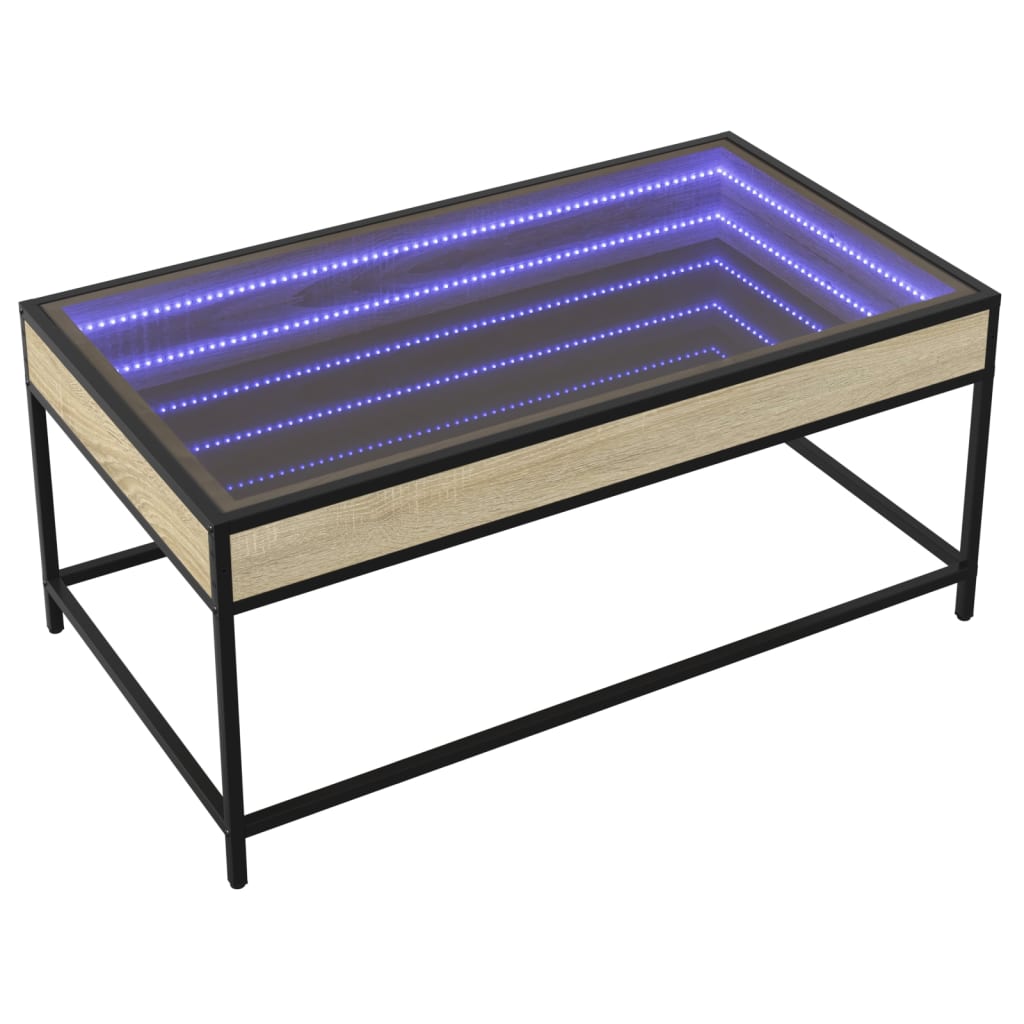 Stolić s beskonačnim LED svjetlima boja hrasta 90x50x41 cm