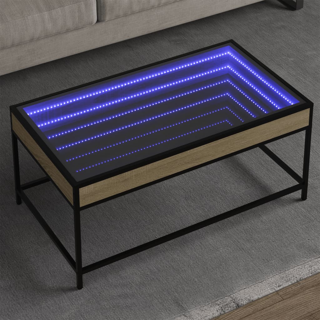 Stolić s beskonačnim LED svjetlima boja hrasta 90x50x41 cm